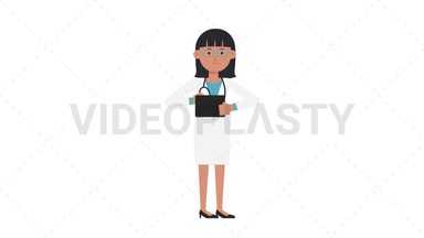 Asian Female Doctor Using Tablet Sad Stock Animation