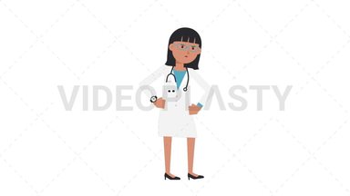 Asian Female Doctor Waiting Stock Animation