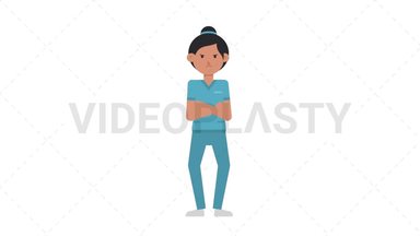 Asian Female Nurse Angry Stock Animation