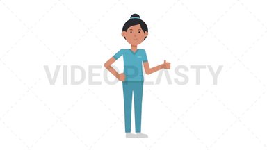 Asian Female Nurse Approve Stock Animation