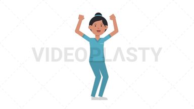 Asian Female Nurse Cheer Stock Animation