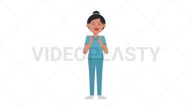 Asian Female Nurse Clapping Stock Animation