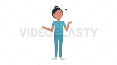 Asian Female Nurse Confused Stock Animation