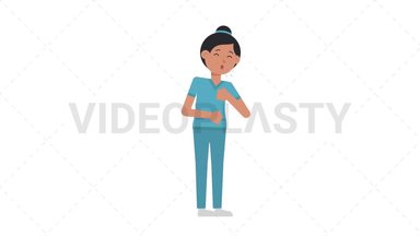 Asian Female Nurse Coughing Stock Animation
