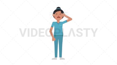 Asian Female Nurse Crying Stock Animation