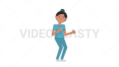 Asian Female Nurse Dancing Stock Animation