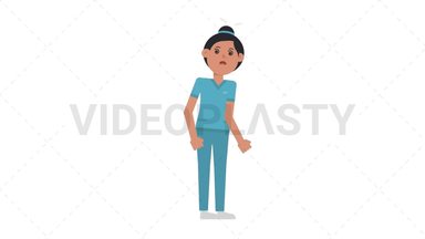 Asian Female Nurse Dizzy Stock Animation