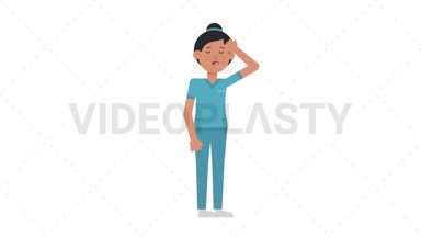 Asian Female Nurse Fever Stock Animation