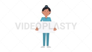 Asian Female Nurse Holding Poster Stock Animation