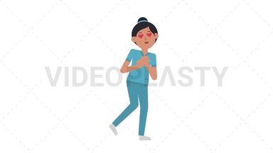Asian Female Nurse In Love Stock Animation