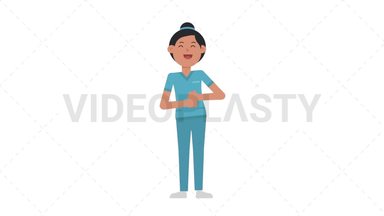 Asian Female Nurse Laughing Stock Animation