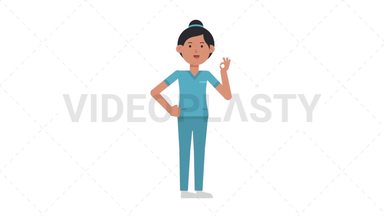 Asian Female Nurse Ok Stock Animation