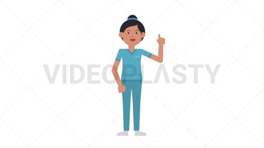 Asian Female Nurse Pointing Above Stock Animation