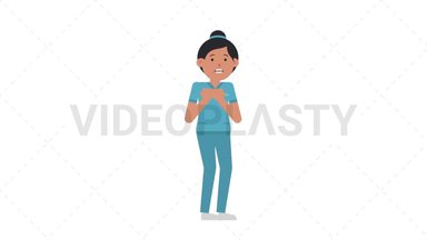 Asian Female Nurse Scared Stock Animation