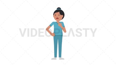Asian Female Nurse Shortness of Breath Stock Animation