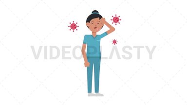 Asian Female Nurse Sick with Covid Stock Animation