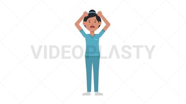 Asian Female Nurse Stressed Stock Animation