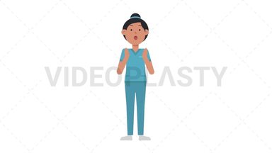 Asian Female Nurse Surprised Stock Animation