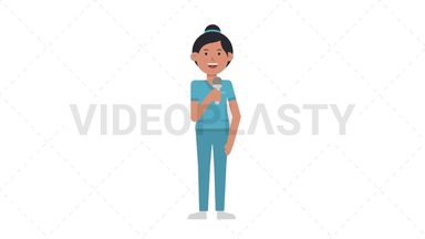 Asian Female Nurse Talking on Microphone Stock Animation