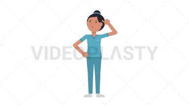 Asian Female Nurse Thinking Stock Animation