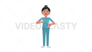Asian Female Nurse Using Disinfectant Spray Stock Animation