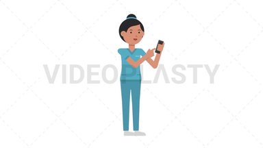 Asian Female Nurse Using Phone Stock Animation
