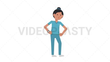 Asian Female Nurse Waiting Stock Animation