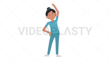 Asian Female Nurse Warmup Exercise Stock Animation