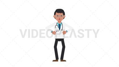 Asian Male Doctor Angry Stock Animation