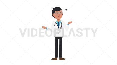 Asian Male Doctor Confused Stock Animation