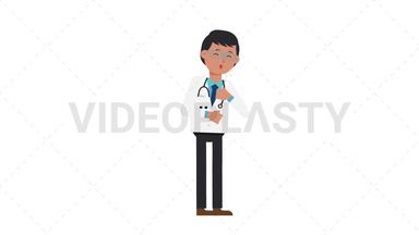 Asian Male Doctor Coughing Stock Animation