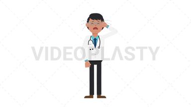 Asian Male Doctor Crying Stock Animation