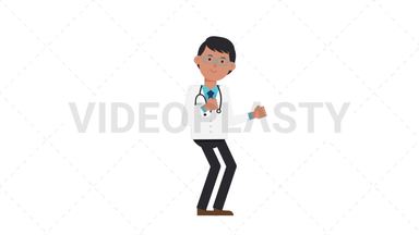 Asian Male Doctor Dancing Stock Animation