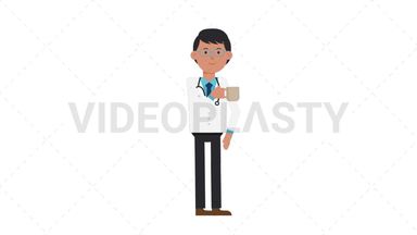 Asian Male Doctor Drinking Coffee Stock Animation