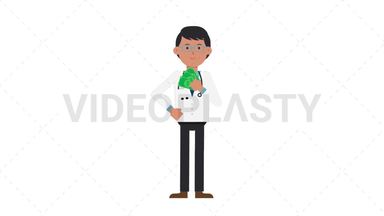 Asian Male Doctor Holding Cash Stock Animation