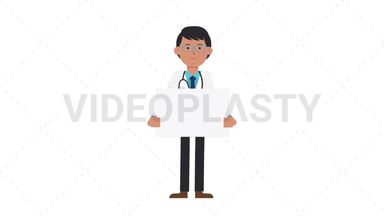 Asian Male Doctor Holding Poster Stock Animation