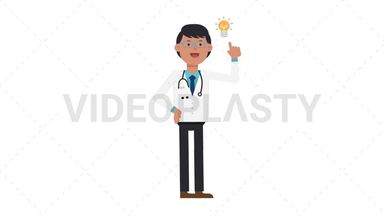 Asian Male Doctor Idea Stock Animation