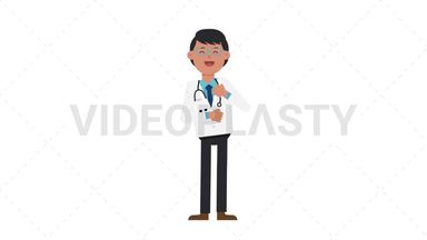 Asian Male Doctor Laughing Stock Animation