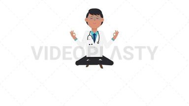 Asian Male Doctor Meditating Stock Animation