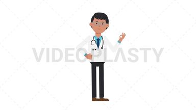 Asian Male Doctor Ok Stock Animation