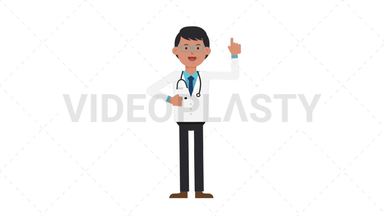 Asian Male Doctor Pointing Above Stock Animation