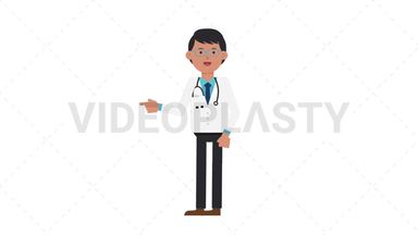 Asian Male Doctor Pointing Left Stock Animation