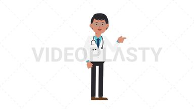 Asian Male Doctor Pointing Right Stock Animation