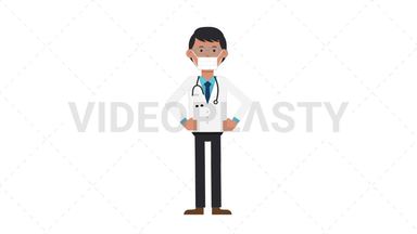 Asian Male Doctor Putting on Face Mask Stock Animation