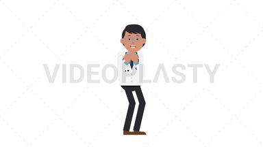 Asian Male Doctor Scared Stock Animation