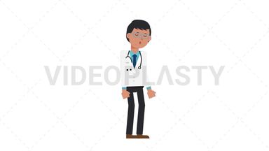Asian Male Doctor Sleepy Stock Animation