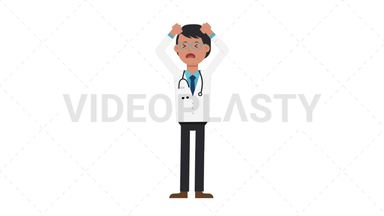 Asian Male Doctor Stressed Stock Animation
