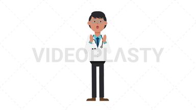 Asian Male Doctor Surprised Stock Animation