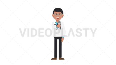 Asian Male Doctor Talking on Microphone Stock Animation