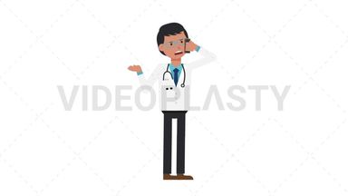 Asian Male Doctor Talking on the Phone Angry Stock Animation